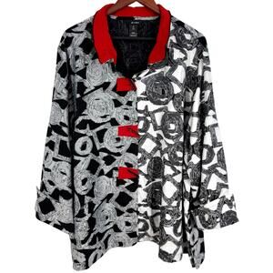 Ali Miles RARE COLOR Plus Size 3X Wearable Art to Wear White Artsy Shirt Top